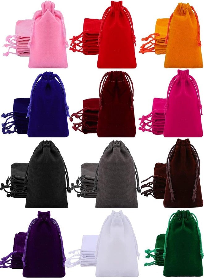 Extrapins 24 Pcs Little Velvet Drawstring Bags, Small Jewelry Pouches, 2.8''x3.5'' Velvet Gift Bags with Drawstring for Wedding Favors, Gifts, Event Supplies (12 Colors) - Image 1